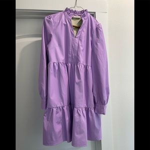 Lavender pleather tiered mini dress